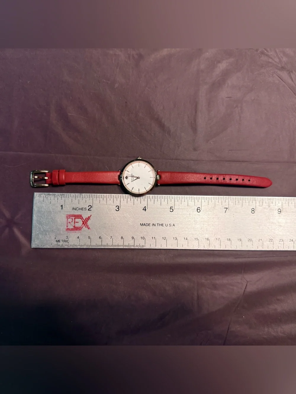 Kate Spade Holland watch rose gold-tone case and a vibrant red leather strap